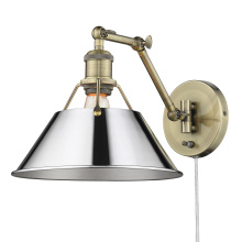 Golden 3306-A1W AB-CH - Yep by Golden Lighting Orwell 1-light Swing Arm Wall Lamp in Aged Brass and Chrome shade